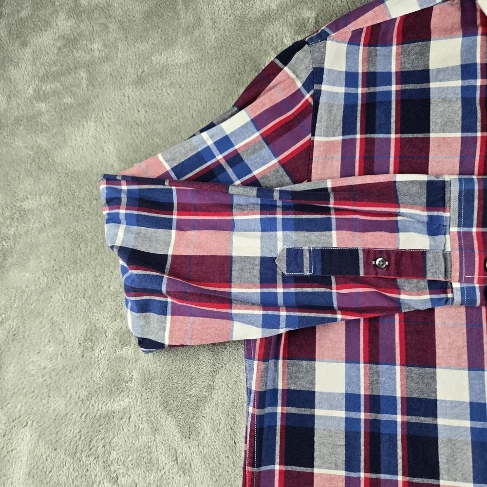 Banana Republic Shirt Medium Red White  Blue Plaid  Long Sleeve Preppy Workwear